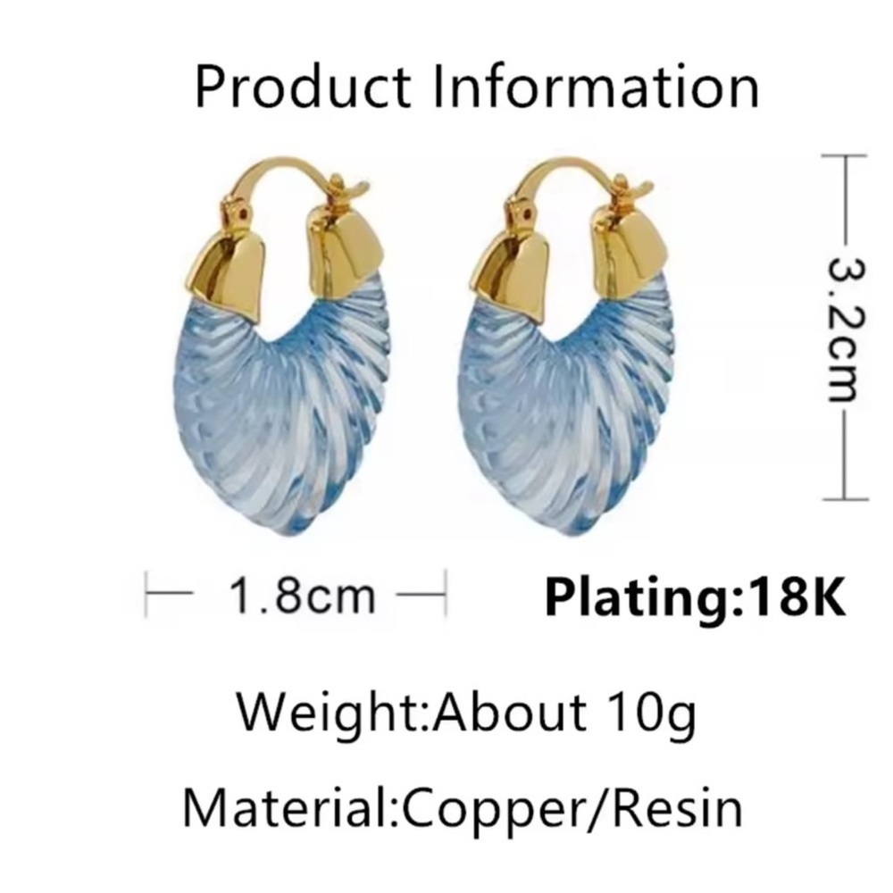 Anthropologie Gold Navy Blue Shell Earrings - Picture 4 of 4